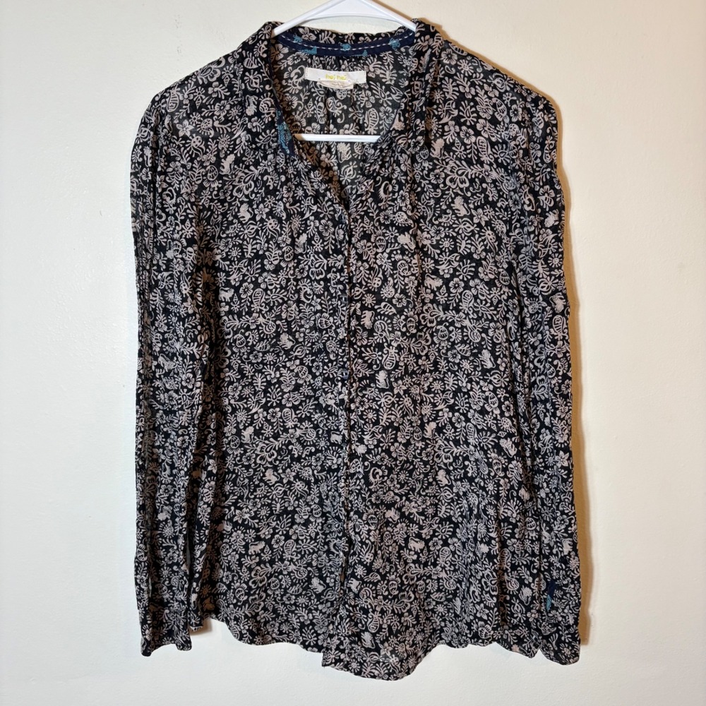 Hei Hei Floral Print Button Down Long Sleeve‎ Blouse Size Small Bohemian